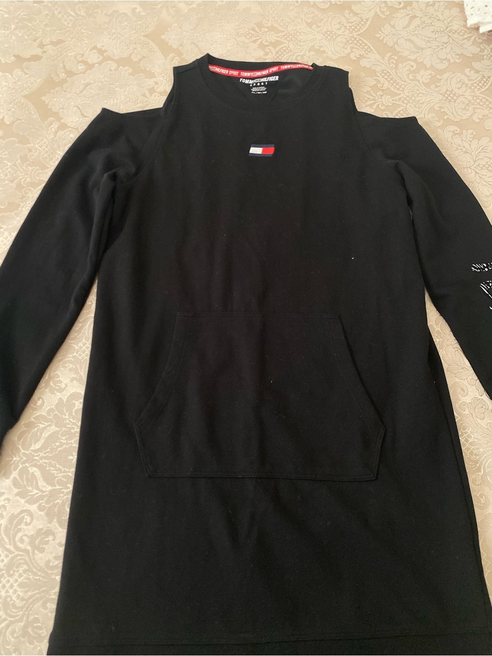 Tommy Hilfiger Black Cold-Shoulder Crewneck Sweater
